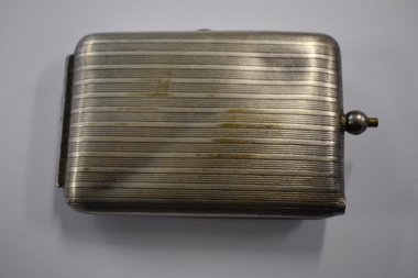 This is a silver coin and note purse.