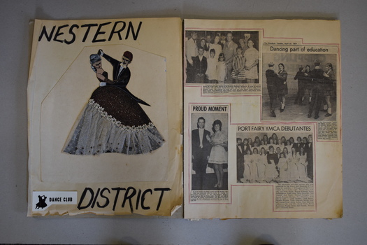 This is a scrap book containing cuttings about a local dance academy.