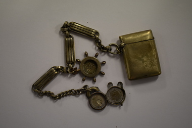 Accessory - Chain with match holder and coin purse, silver chain, Late 19th century