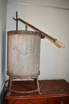 This is an early model household mechanical washing machine.