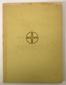 Book, Fifty Years of Remedies Bayer 1888-1938, 1938