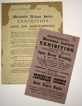 flyers relating to the  Great Exhibition of Warrnambool in the 1880's