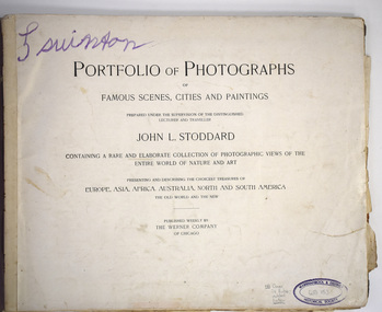 Book - Book of photographs, John Stoddard et al, Portfolio of Photographs of Famous Scenes, Cities and Paintings, c.1900