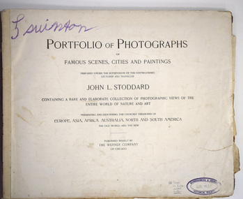 Book - Book of photographs, John Stoddard, Portfolio of Photographs of Famous Scenes, Cities and Paintings, c.1900