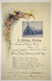 Card - Birthday Card, Warrnambool Congregational Church, 1910