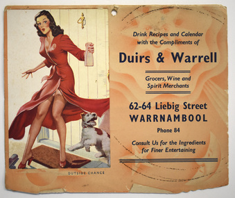 Booklet - Business Calendar with additional  information, Duirs and Warrell, Duirs & Warrell Grocers, Wine and Spirit Merchants, Late 1940s