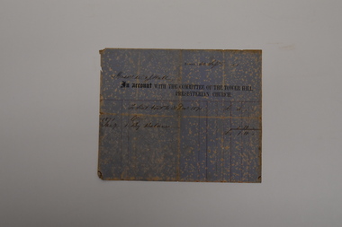 Document - Tower Hill Presbyterian Church Invoice, Committee of Tower Hill Presbyterian Church, 1871