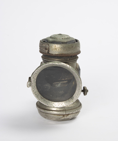 Functional object - Portable cycle carbide  lamp, Powell & Hanmer, Birmingham, c 1920