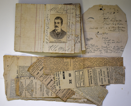 This is a small booklet with a variety of cuttings and items of interest from the 1880's.