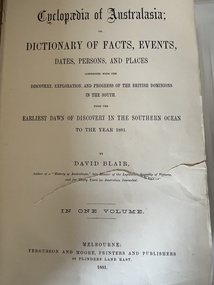 Book - Encyclopaedia of Australasia, David Blair, Cyclopaedia of Australasia, 1881