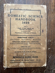 Book - Domestic Science Handbook, Osboldstone & Co. Pty.Ltd, Domestic Science Handbook 1939, 1939