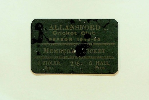 This is an Allansford Cricket Club season ticket