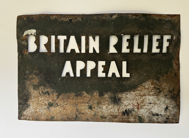 Functional object - Metal Stencil, Britain Relief Appeal, c. 1950