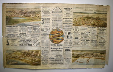 Poster - Print and Lithograph of Western Victorian towns and businesses, McCarron Bird & Co, Birds Eye Views in Western Victoria, c. 1900