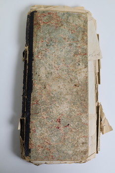 A ledger from 1883-1892 which has been repurposed as a recipe book.