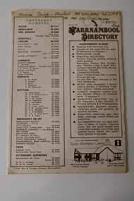 Pamphlet - Warrnambool Directories, Warrnambool City Council (Warrnambool Tourist Information Centre), Warrnambool Directory. Welcome to Warrnambool, Warrnambool and District Directory, 1970s and 80s