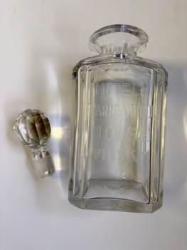  This is a crystal decanter from the Hotel Warrnambool.