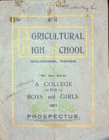 Booklet - Agricultural High School Warrnambool, Victoria Prospectus 1911, Thompson Print Co. Warrnambool, 1911