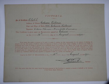 Certificate (Item) - Certificate of Competency - Master, William Tomas Mansfield Freeman, 16-8-1910