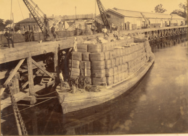 Photograph - Eagle Barge at Echuca Wharf 1890 - sepia, 1890