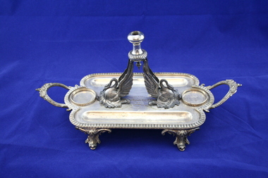 Silver plated pen and inkstand