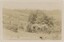 A postcard featuring a sepia photograph from a hill looking over a sprawling nursery.