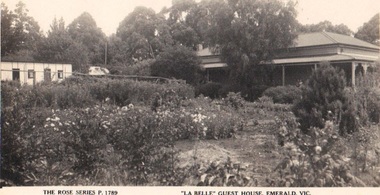 Photograph/postcard, 'La Belle' Guest House, Emerald, Vic, c 1940's