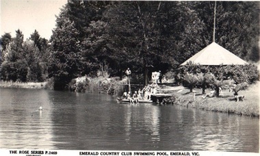 Postcard, Emerald Country Club Swimming Pool, Emerald, Vic, circa 1930's - 50's