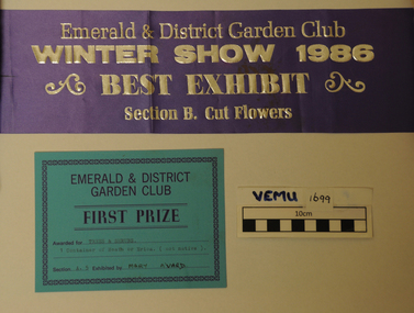 Certificates, Emerald and Menzies Creek Flower Show Certificates