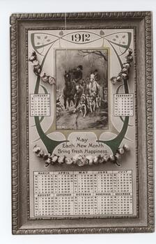 Image of 1912 calendar on a postcard