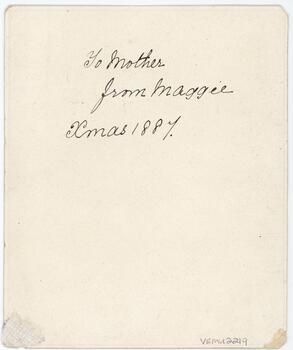 Yellow postcard with black ink inscription