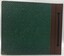 Back cover of album. Dark green with brown binder threaded with green cord.