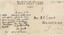 The back of a postcard, with cursive text that is damaged in some areas.