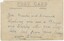 Back of postcard which features a handwritten message