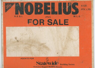 Front of Nobelius 'For Sale' poster with details of the agency.
