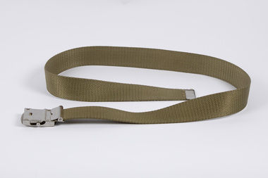 Military belt showing underneath of metal clasp