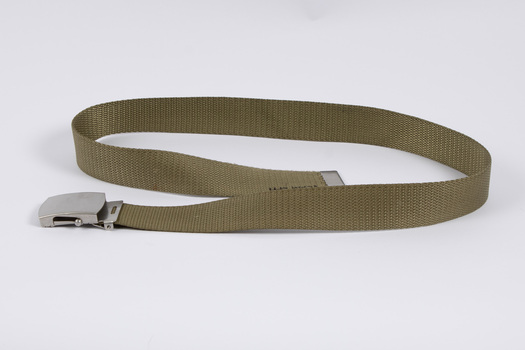 Military belt showing top of metal clasp
