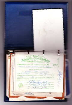 Certificate of Affiliation Card for the Emerald Lodge of  the Royal Antediluvian Order of Buffaloes for Ronald McKelvie on 13 May 1988.