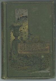 Book cover depicting garden entry with a wooden gate, stone wall and a large urn