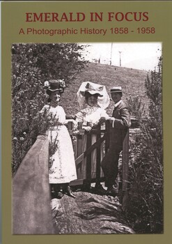 Front cover of book entitled Emerald in Focus with a black and white photo of a courting couple and chaperone