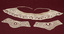 Other side of lace collar and matching cuffs with one cuff having a more rounded end than the other.