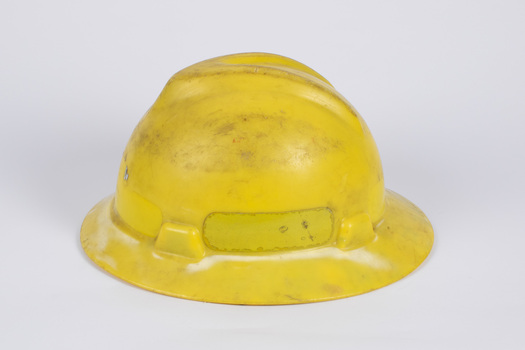 Side view of fire fighter's helmet