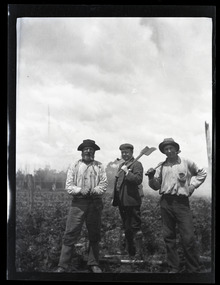 Negative - Image of Three Men in a Field, Baker & Rouse, Early 20th century