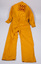 Back view of yellow-colored fire fighter overalls laid flat with CFA logo visible