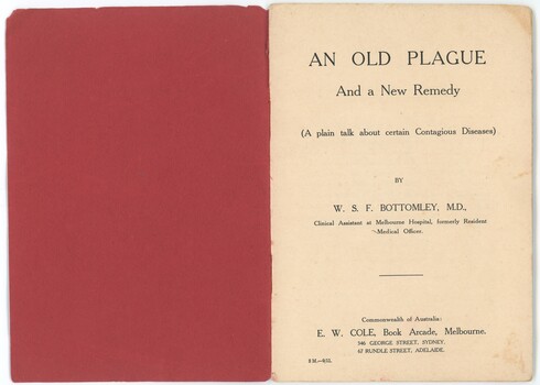Inside front cover of booklet showing the title, author and publisher details