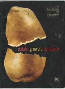 Front cover of 'potato growers handbook' showing photo of potato cut in half