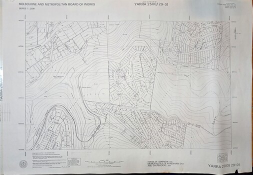 Image of board of works map showing topographical information of Emerald