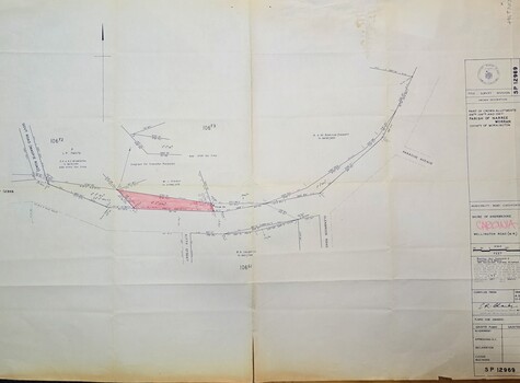 Image of Part of Crown allotments 106F2 and 106G1, survey map of Wellington Rd., near Magpie Rd. and Paradise Rd., Clematis 1972