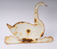 Back view of metal swan showing attachment hole in the centre and some rust around the edge and at the hole.