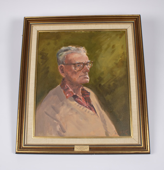 Framed oil painting of Gus Ryberg.